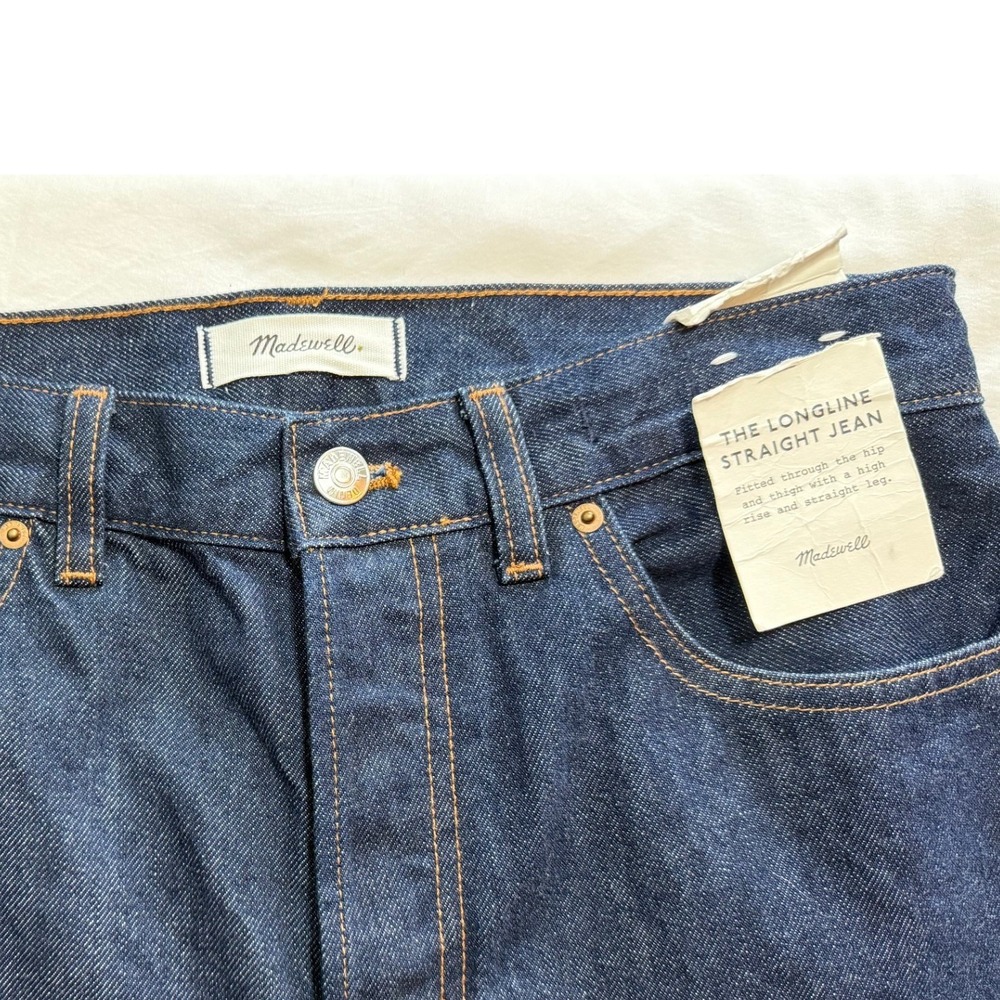 Madewell Longline Straight Jean Dark Indigo High Rise Button Fly 27 NX984 NWT - Picture 5 of 10